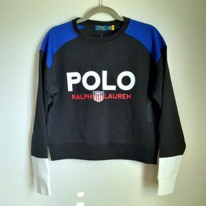 Polo Ralph Lauren Colorblock Logo Pullover Boxy Sweatshirt Women's Size M